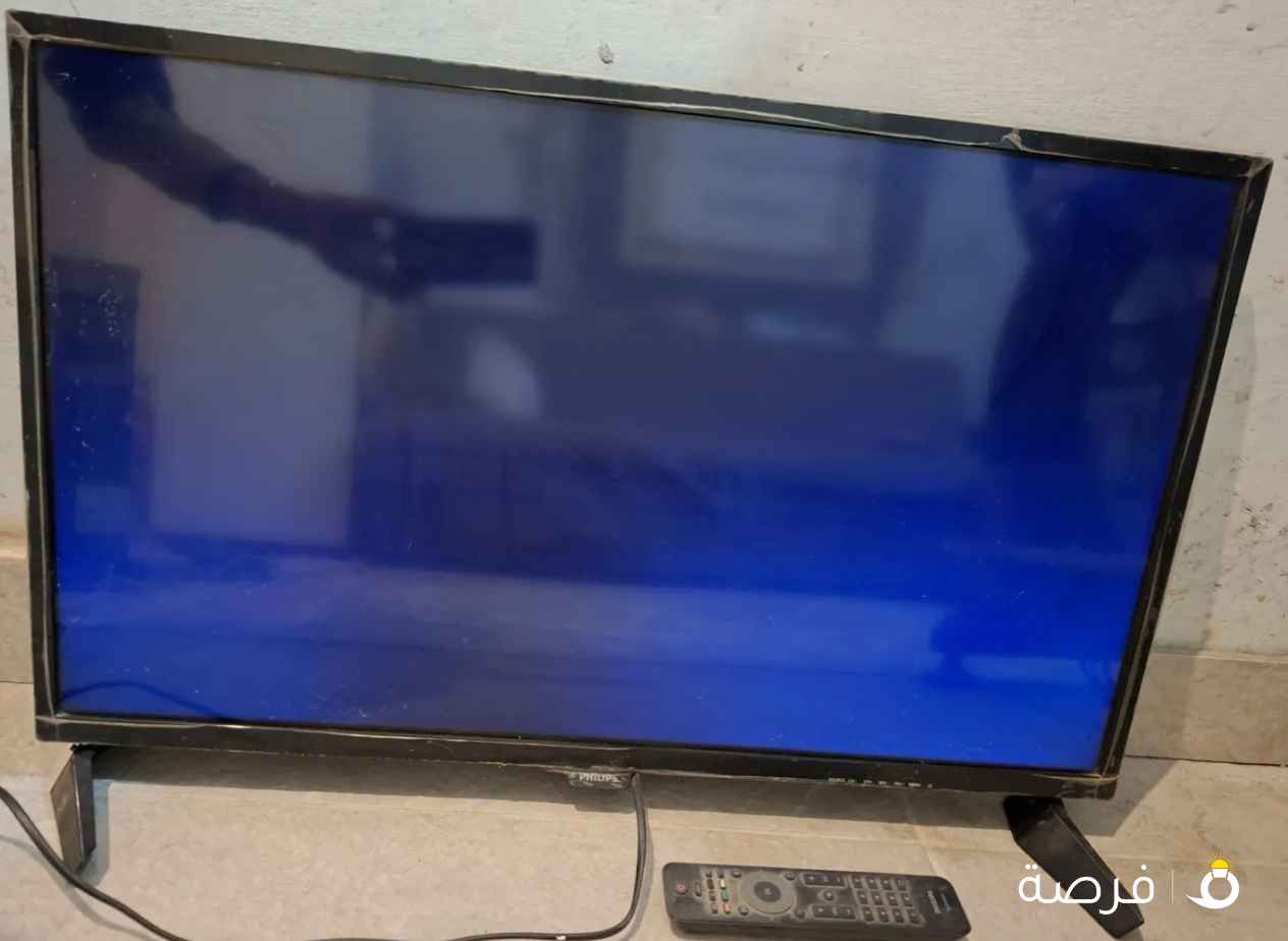 شاشة فيليبس 32 بوصة بها عطل تحتاج تغير شاشة مع الريموت الأصلي والكرتونة