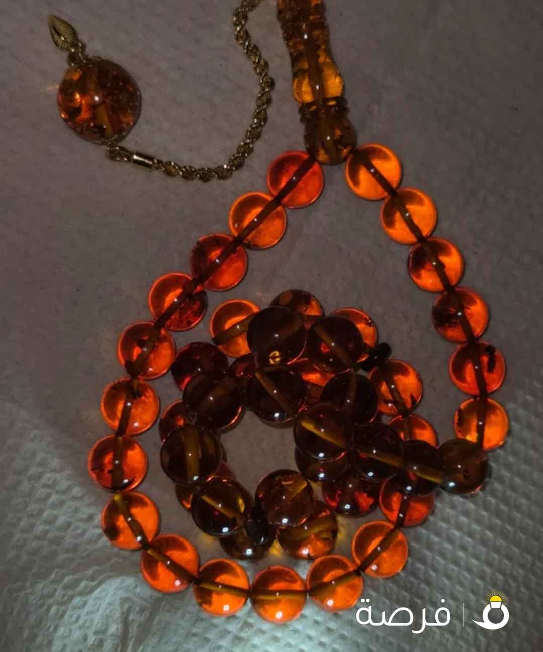 مسباح كهرمان عثماني معطش قديم يدوي انتيك