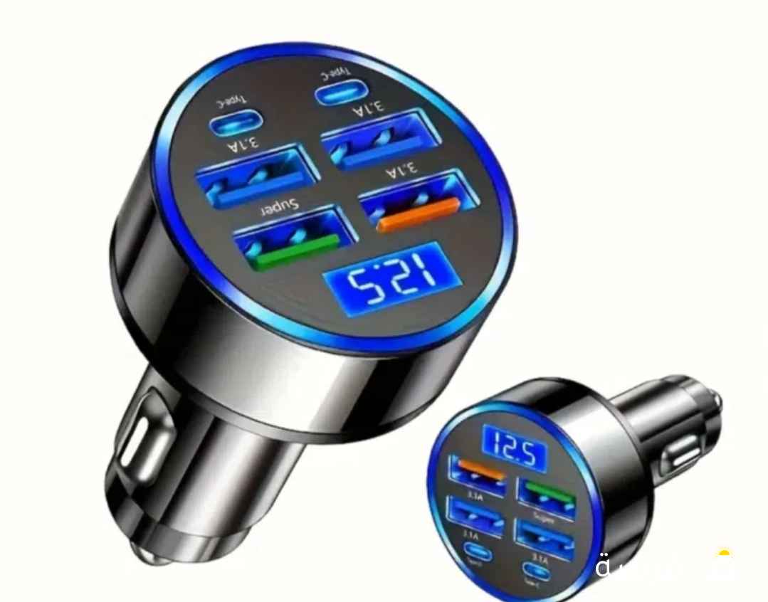 شاحن سيارة سريع 4 منافذ USB + PD QC3.0 – شحن فائق السرعة وثابت