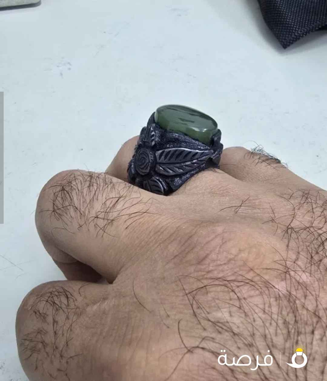 خاتم فضة مجسم ثقيل يدوي بالكامل