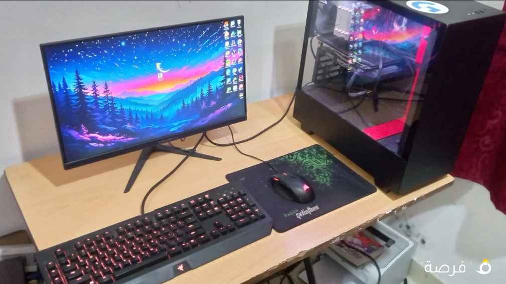 مع شاشة و ماوس و كيبورد pc rtx 2060 super i7 8700 16 ram