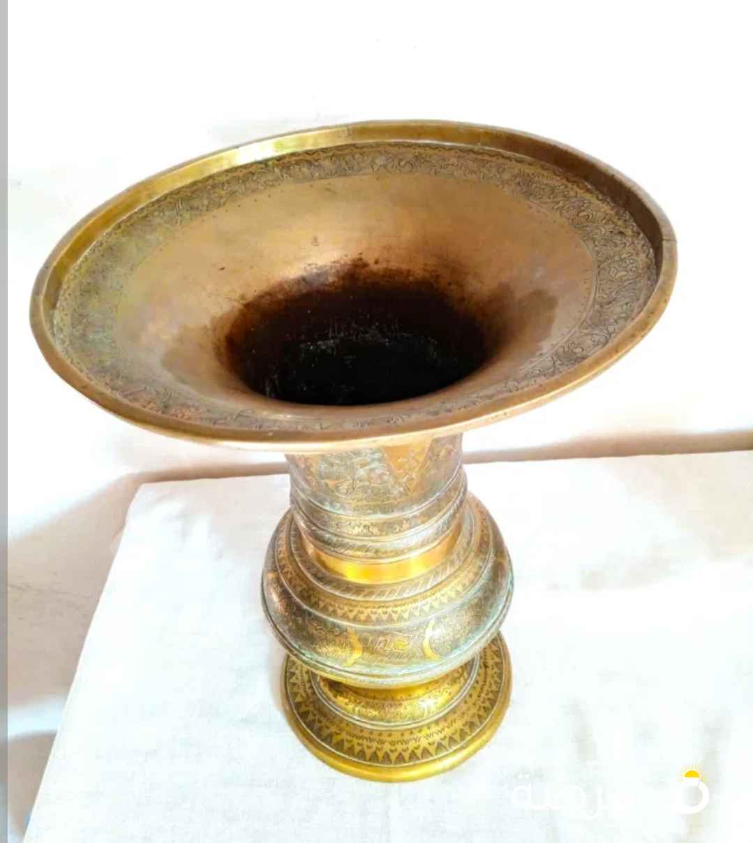 تحفة فنية مغربية انتيك من النحاس الاصفر الفاسي الحر للديكور