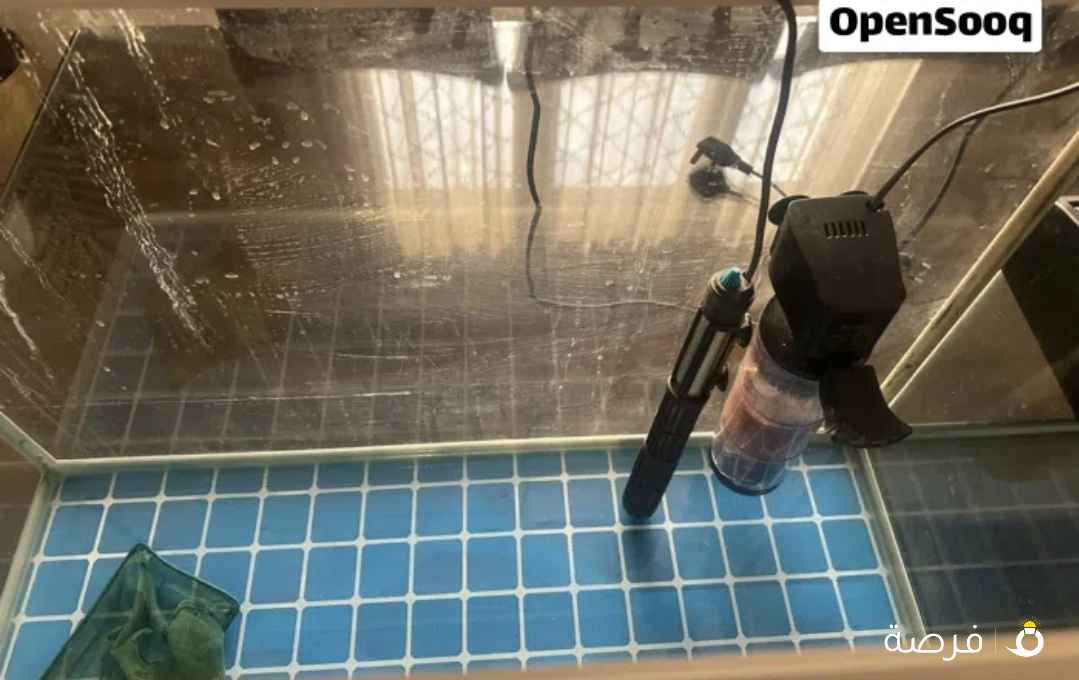 ثلاثة احواض طاولة واحدة فلترين وهيتارين ثلاث فلاتر و شبكيتين